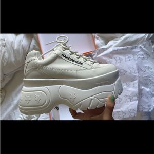 Naked Wolfe Sprinter White Leather Platform Sneakers. Never worn. Size 7